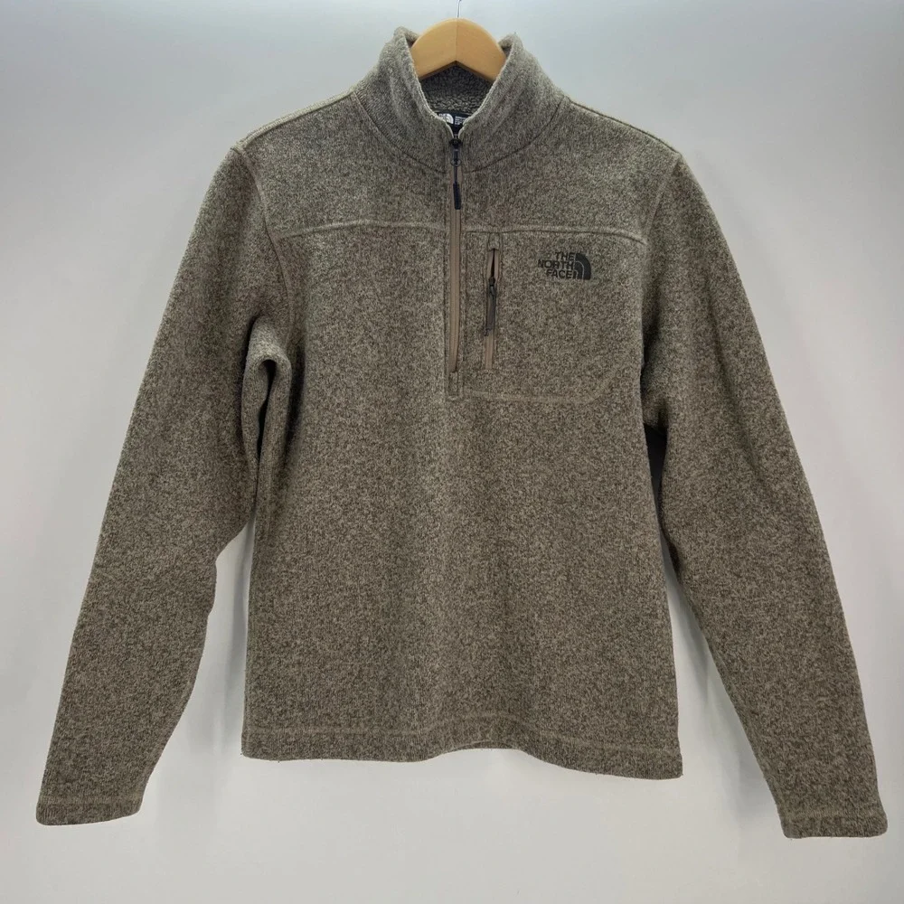 The North Face Mens Size S Gordon Lyons‎ Heather Brown 1/4 Zip Fleece Pullover